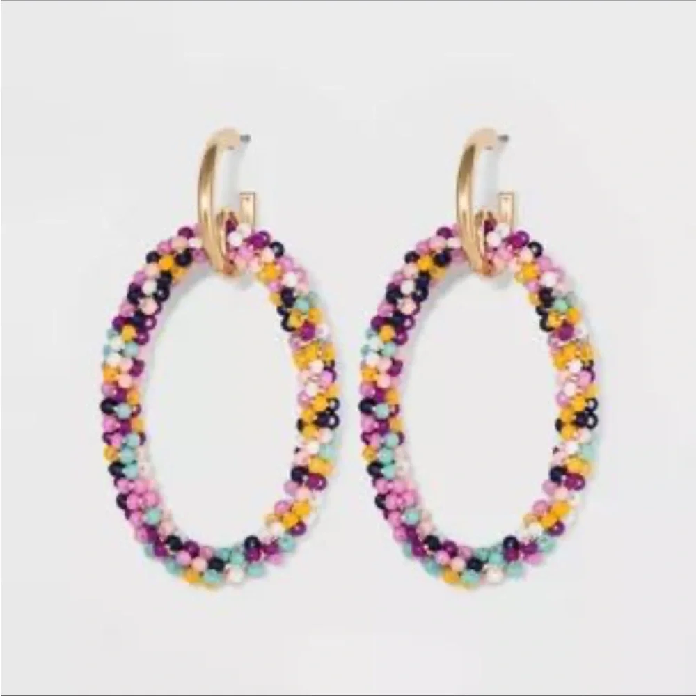 BaubleBar Multicolor Beaded Oval Earrings - Picture 1 of 2